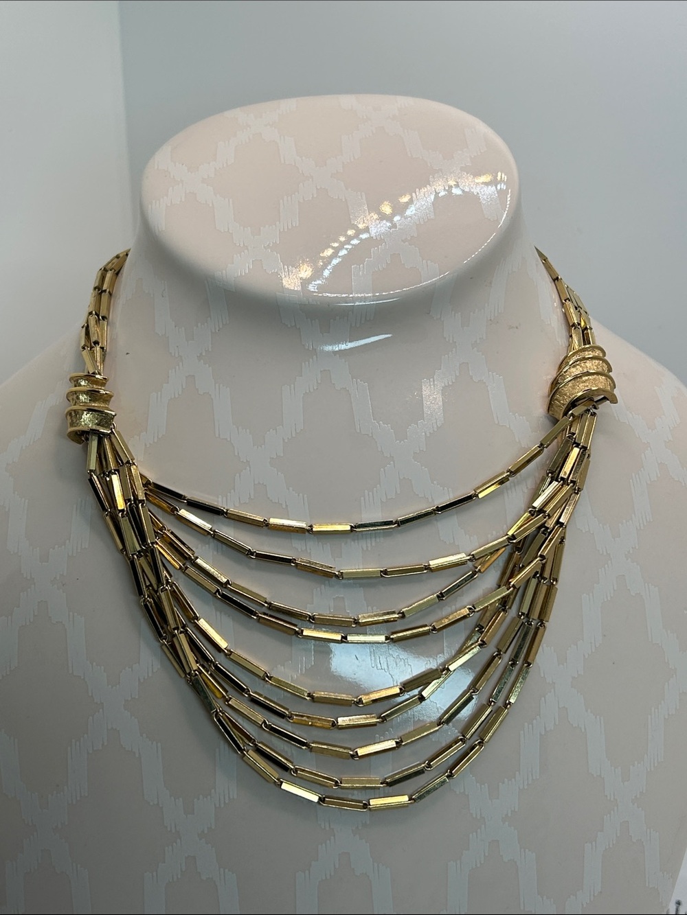 Vintage Monet Layered Gold-Tone Bib Necklace